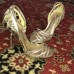 Strappy gold heels. Bakers brand style ‘Deanna’